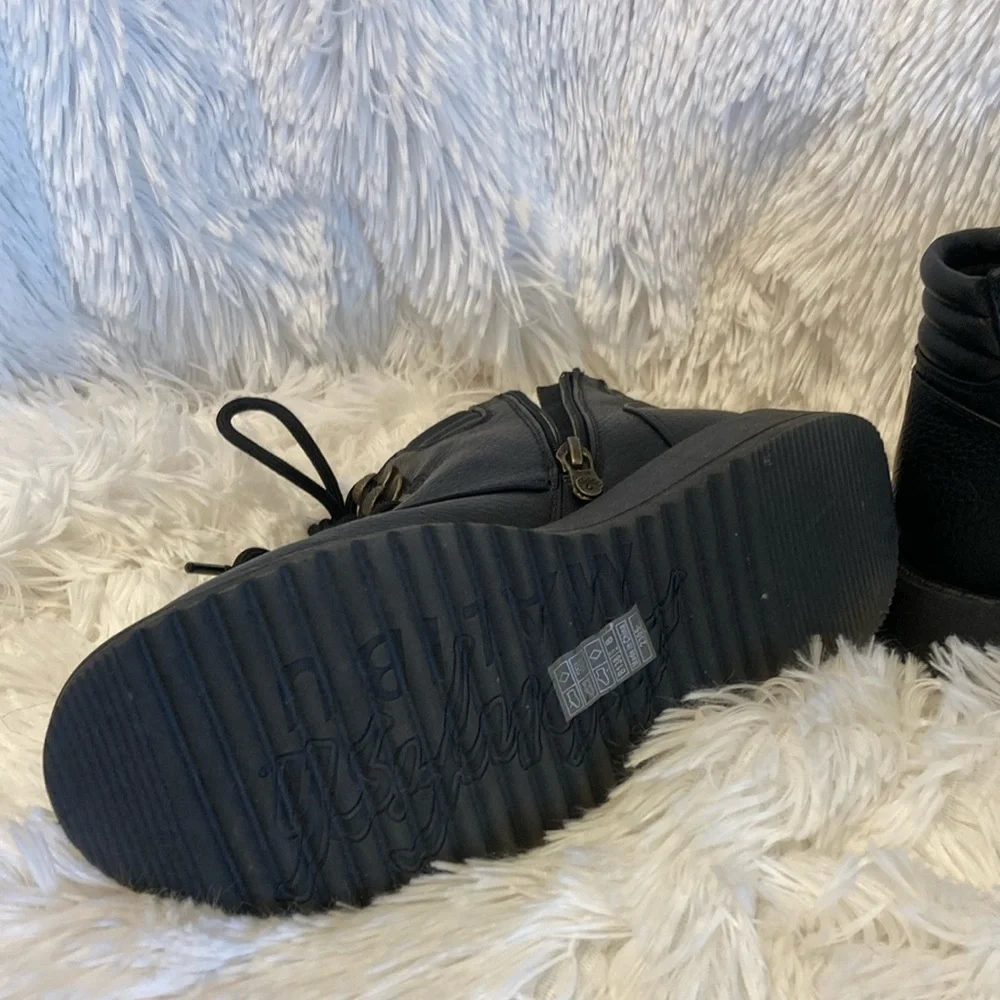 Blowfish Black Leather Moto Ankle Boots - Picture 8 of 10
